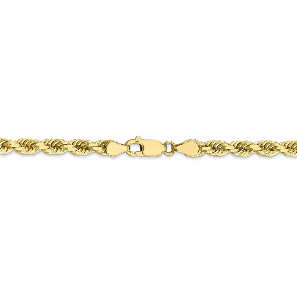 Alternate view of the Men's 5mm 10k Yellow Gold Diamond Cut Solid Rope Chain Necklace by The Black Bow Jewelry Co.