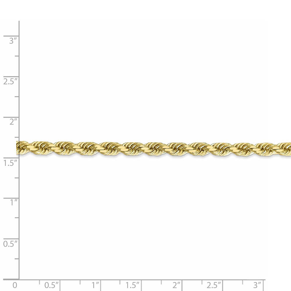 Alternate view of the Men's 5mm 10k Yellow Gold Diamond Cut Solid Rope Chain Necklace by The Black Bow Jewelry Co.