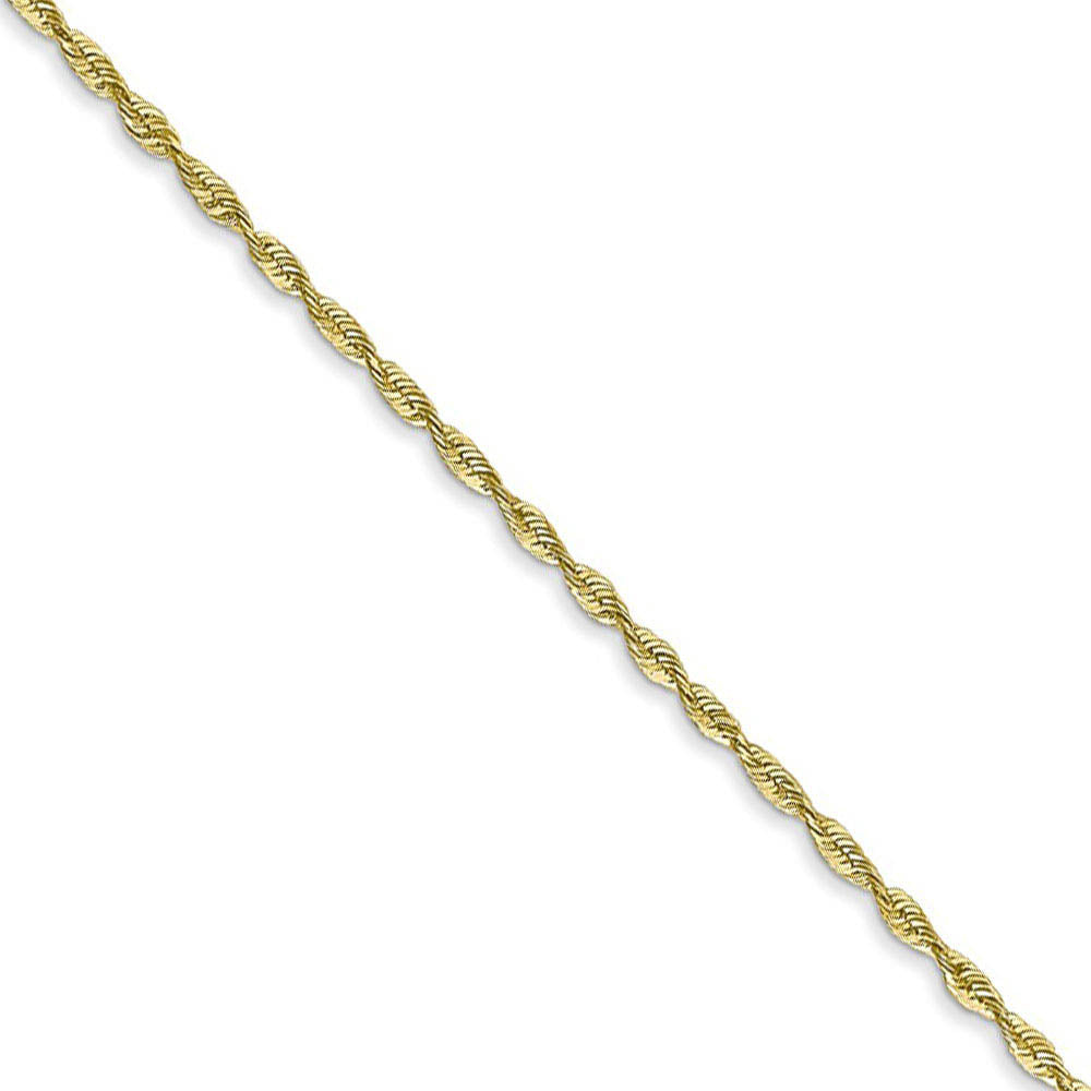 1.5mm 10k Yellow Gold Solid Lightweight D/C Rope Chain Necklace