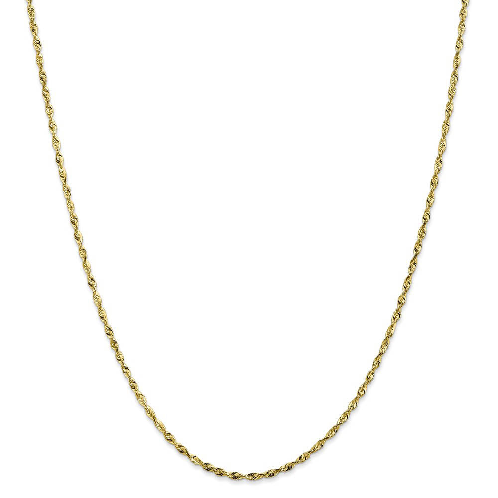 Alternate view of the 1.8mm 10k Yellow Gold Diamond Cut Hollow Rope Chain Necklace by The Black Bow Jewelry Co.