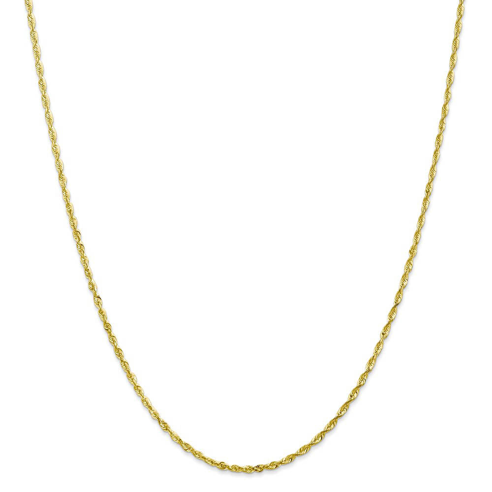 Alternate view of the 2mm 10k Yellow Gold Diamond Cut Hollow Rope Chain Necklace by The Black Bow Jewelry Co.