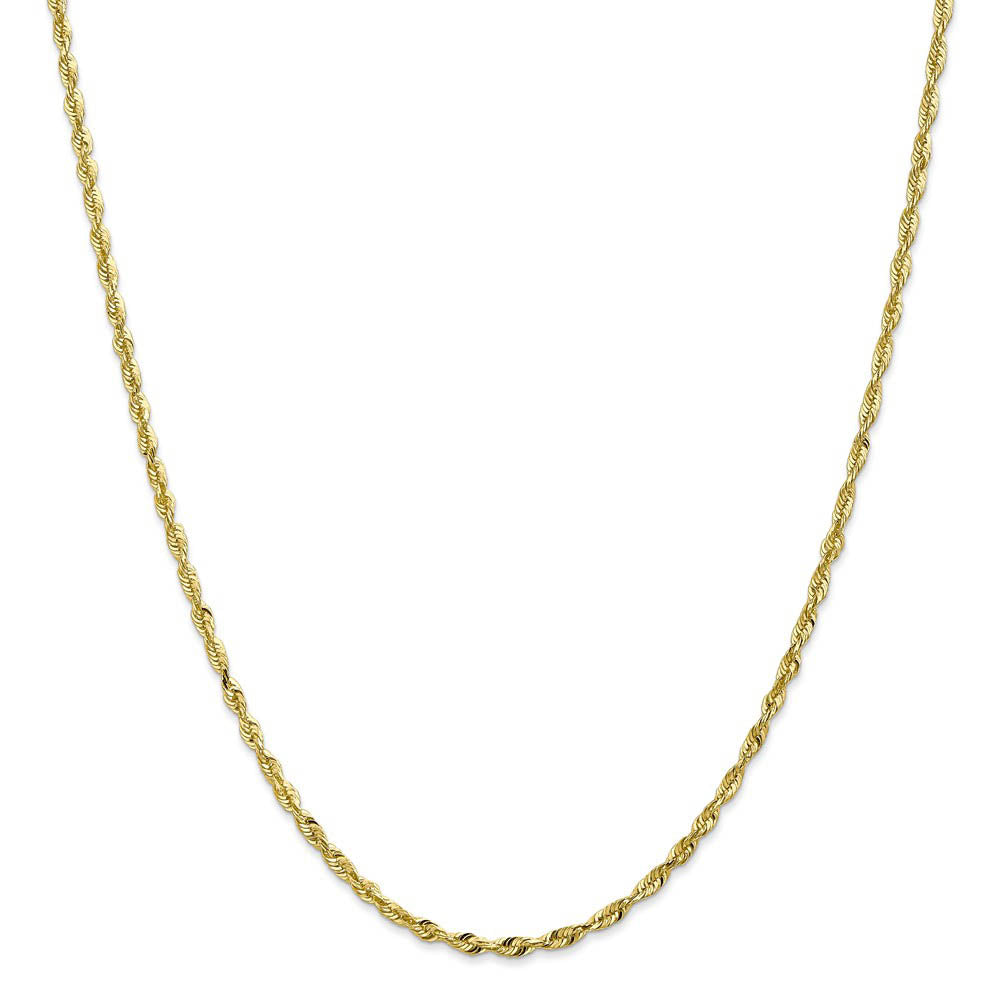 Alternate view of the 2.5mm 10k Yellow Gold Diamond Cut Hollow Rope Chain Necklace by The Black Bow Jewelry Co.
