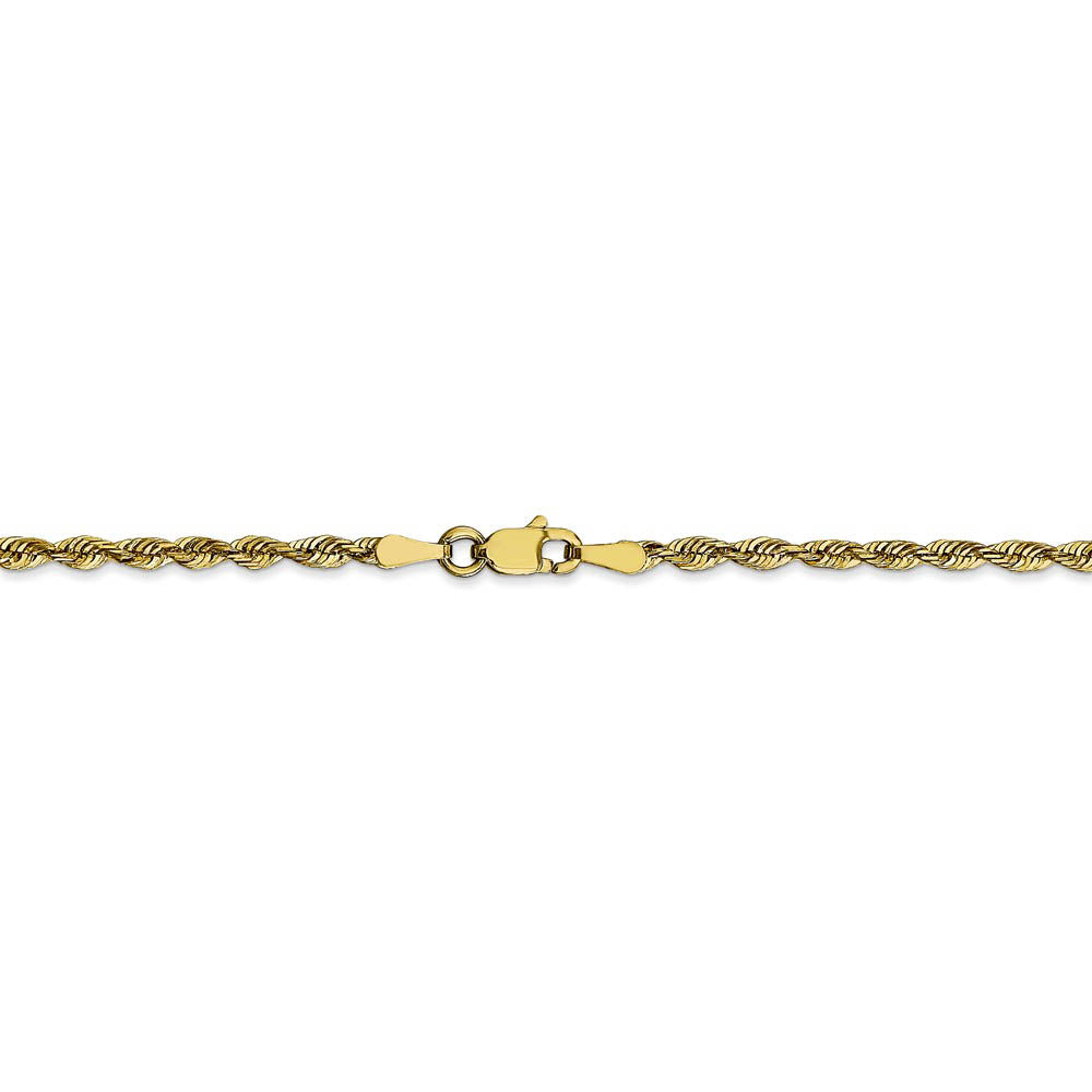 Alternate view of the 2.5mm 10k Yellow Gold Diamond Cut Hollow Rope Chain Necklace by The Black Bow Jewelry Co.