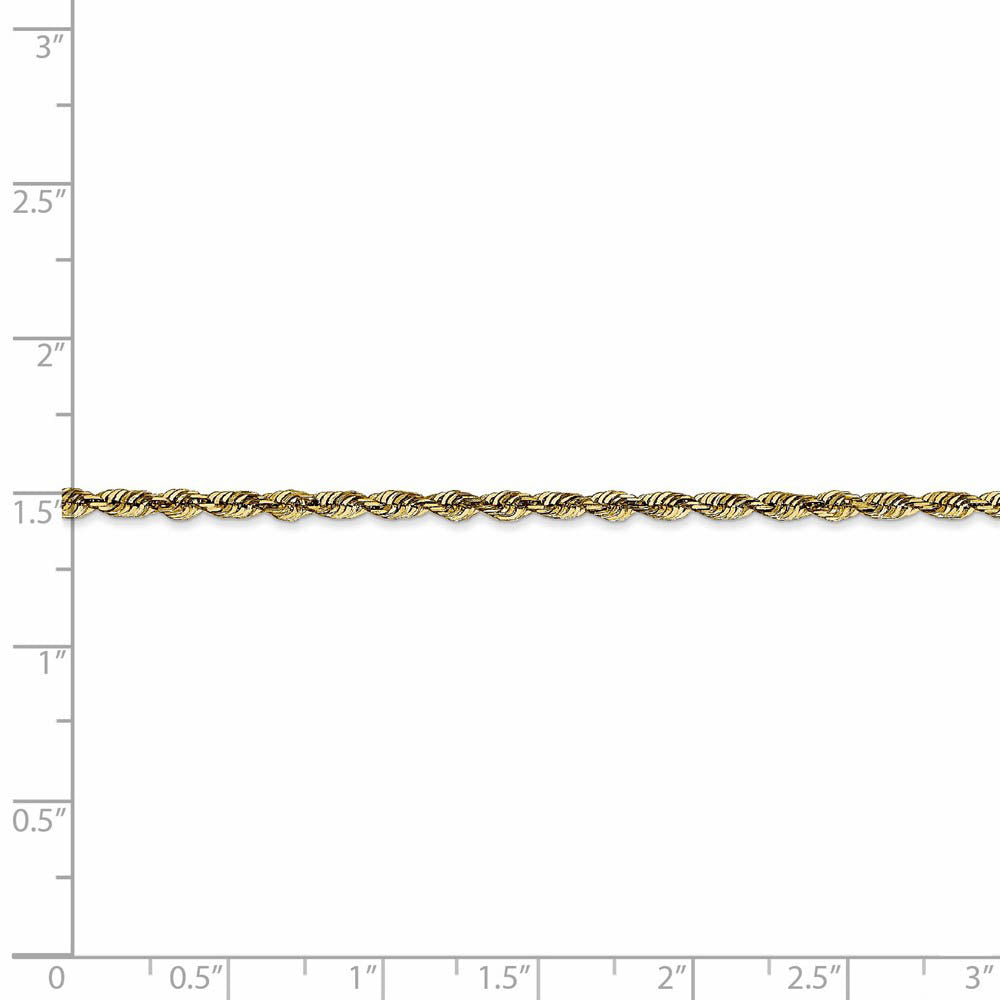 Alternate view of the 2.5mm 10k Yellow Gold Diamond Cut Hollow Rope Chain Necklace by The Black Bow Jewelry Co.