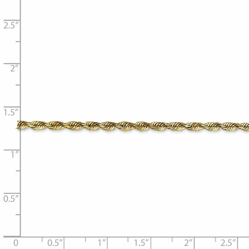 Alternate view of the 2.8mm 10k Yellow Gold Diamond-Cut Solid Rope Chain Bracelet by The Black Bow Jewelry Co.