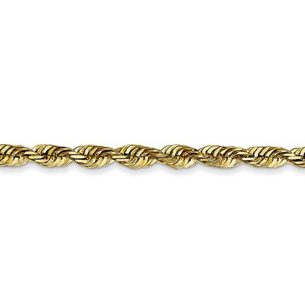 Alternate view of the 2.8mm 10k Yellow Gold Diamond-Cut Solid Rope Chain Necklace by The Black Bow Jewelry Co.