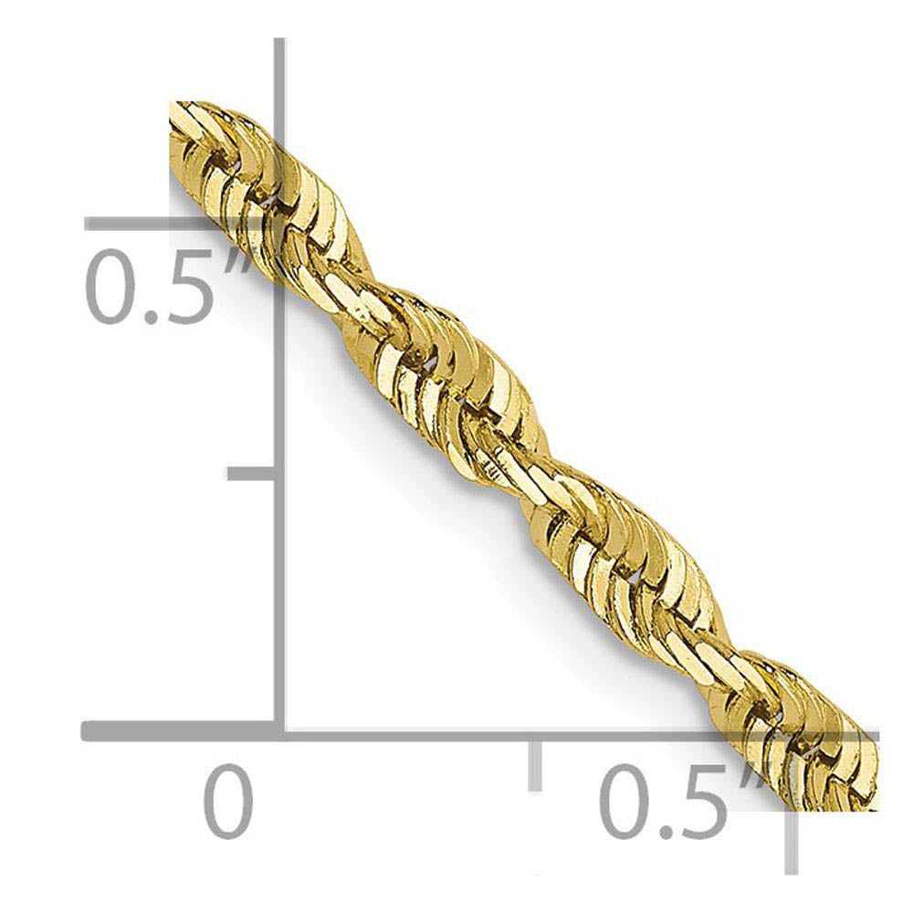 Alternate view of the 2.8mm 10k Yellow Gold Diamond-Cut Solid Rope Chain Necklace by The Black Bow Jewelry Co.