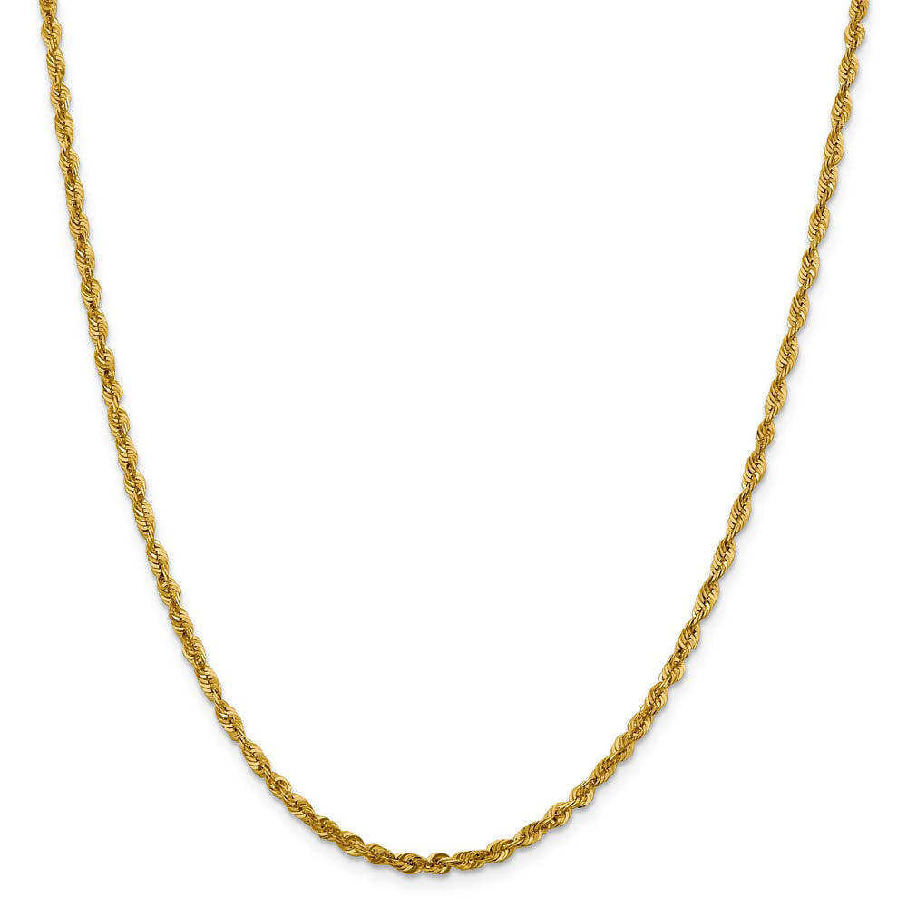 Alternate view of the 3mm 10k Yellow Gold Diamond Cut Hollow Rope Chain Necklace by The Black Bow Jewelry Co.