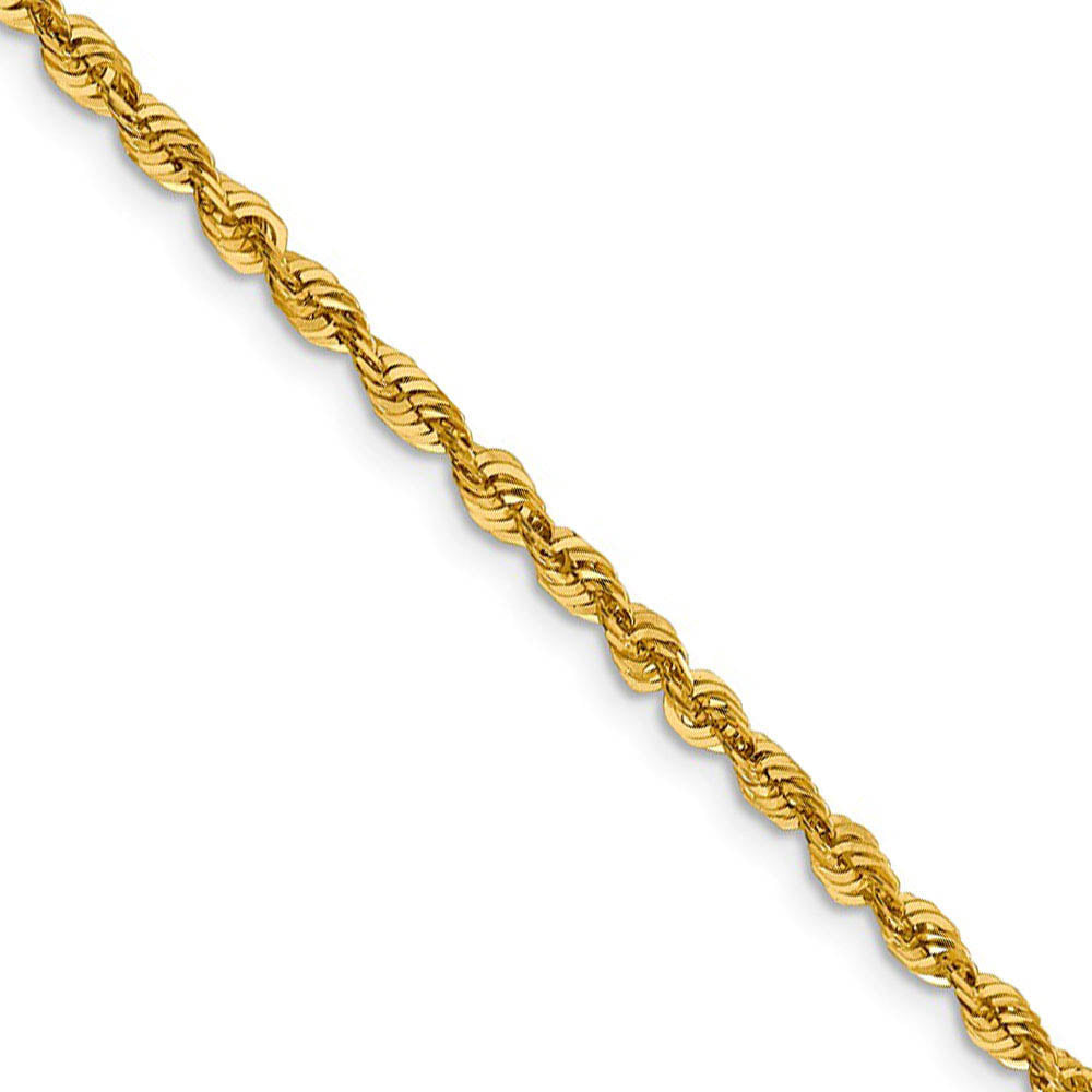 3mm 10k Yellow Gold Diamond Cut Hollow Rope Chain Necklace