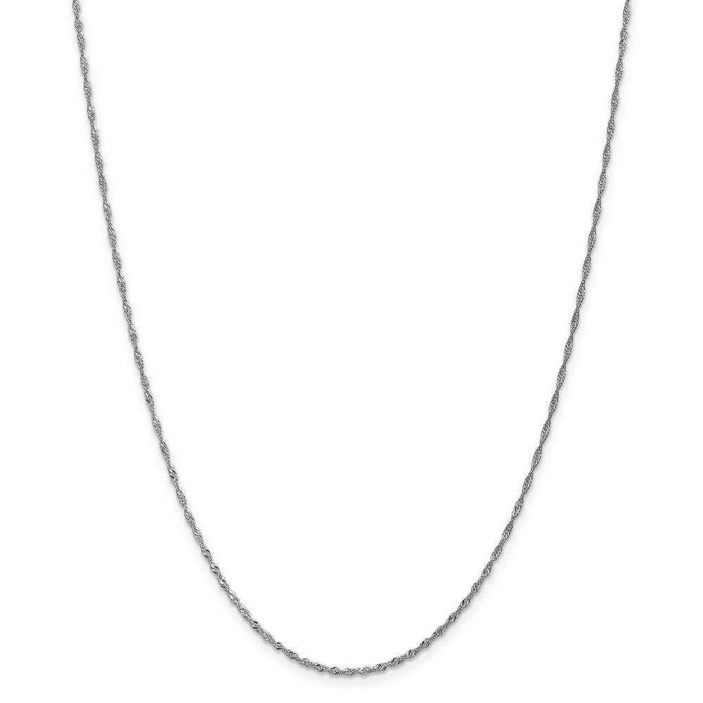 Alternate view of the 1.3mm 10k White Gold Polished Singapore Chain Necklace by The Black Bow Jewelry Co.