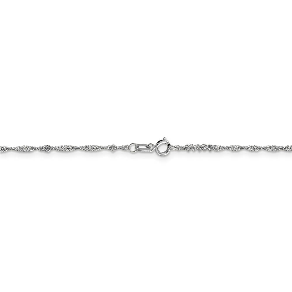 Alternate view of the 1.3mm 10k White Gold Polished Singapore Chain Necklace by The Black Bow Jewelry Co.