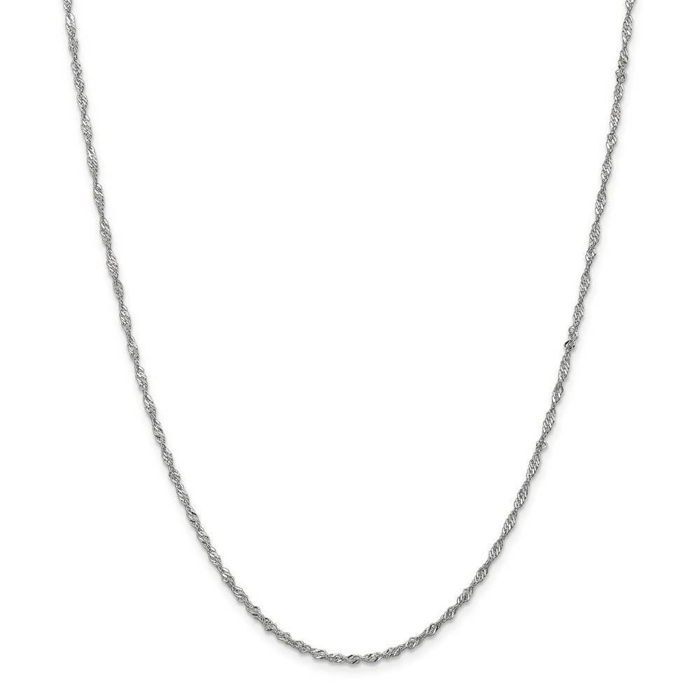 Alternate view of the 1.7mm 10k White Gold Polished Singapore Chain Necklace by The Black Bow Jewelry Co.