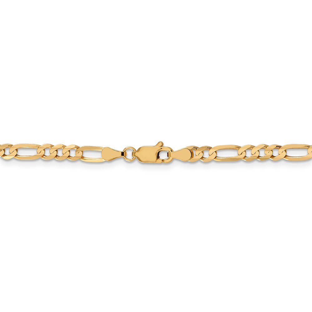 Alternate view of the 4mm 10k Yellow Gold Solid Concave Figaro Chain Bracelet by The Black Bow Jewelry Co.