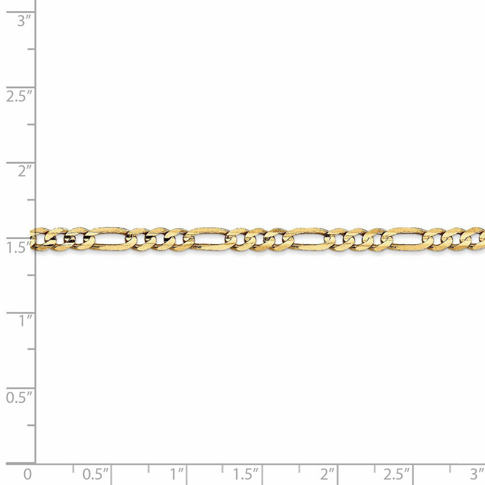 Alternate view of the 4mm 10k Yellow Gold Solid Concave Figaro Chain Bracelet by The Black Bow Jewelry Co.