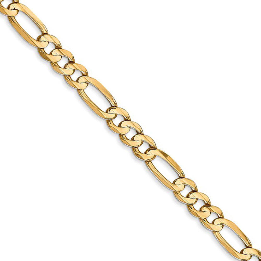 4.5mm 10k Yellow Gold Solid Concave Figaro Chain Bracelet, Item C9890-B by The Black Bow Jewelry Co.
