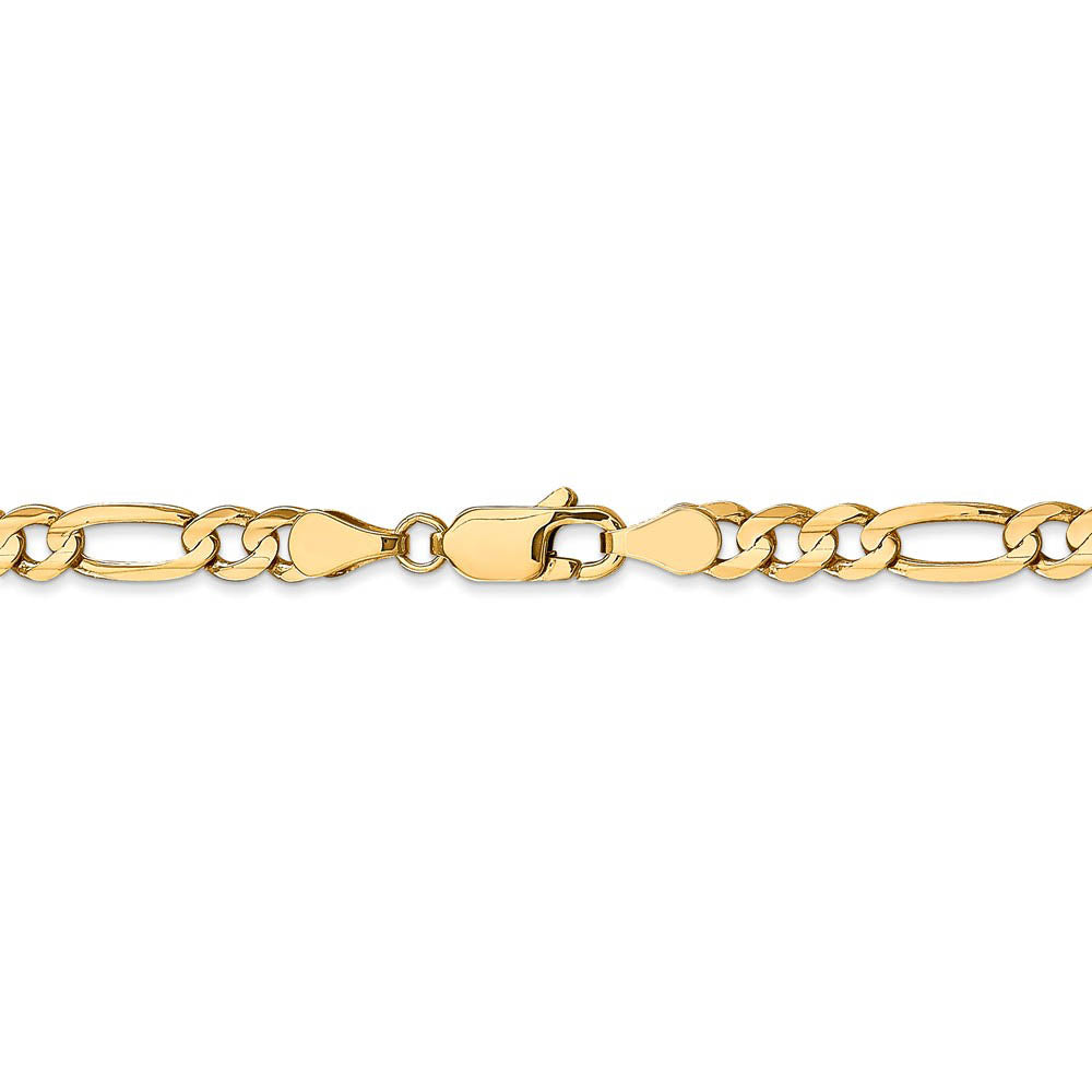 Alternate view of the 4.5mm 10k Yellow Gold Solid Concave Figaro Chain Bracelet by The Black Bow Jewelry Co.