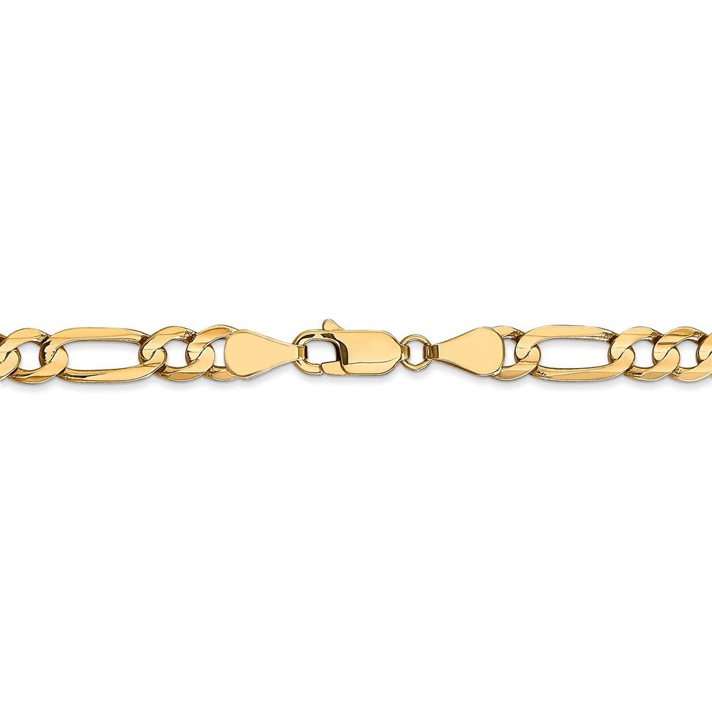 Alternate view of the 5.25mm 10k Yellow Gold Solid Concave Figaro Chain Bracelet by The Black Bow Jewelry Co.