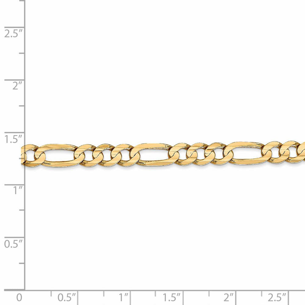 Alternate view of the 5.25mm 10k Yellow Gold Solid Concave Figaro Chain Bracelet by The Black Bow Jewelry Co.