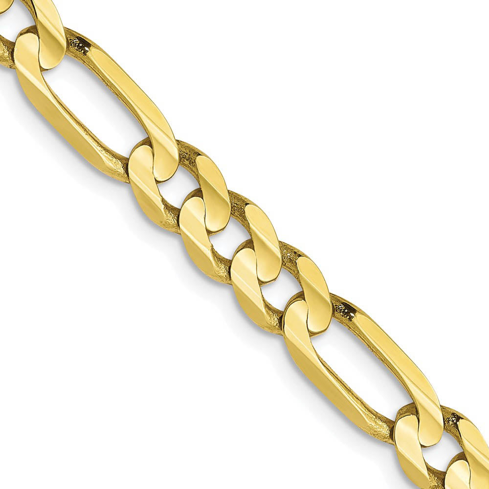 Men's 5.25mm 10k Yellow Gold Solid Concave Figaro Chain Necklace, Item C9891 by The Black Bow Jewelry Co.