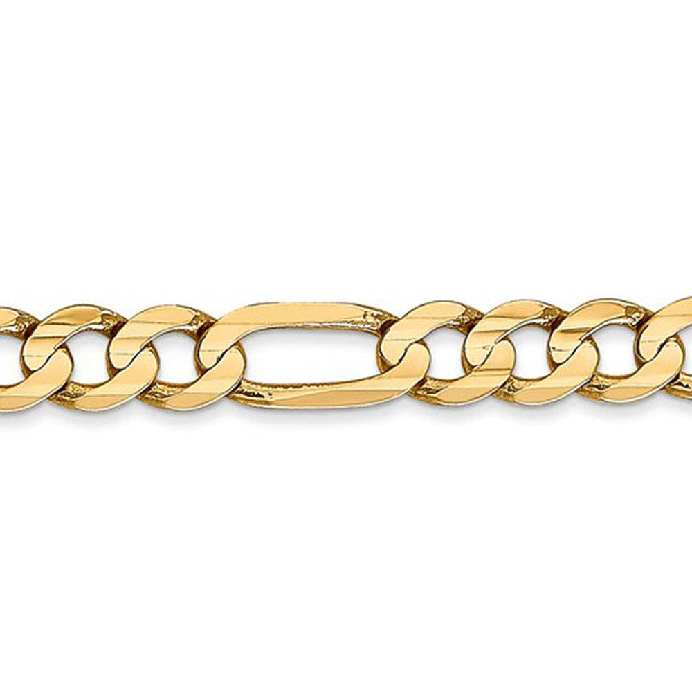 Alternate view of the Men's 5.25mm 10k Yellow Gold Solid Concave Figaro Chain Necklace by The Black Bow Jewelry Co.