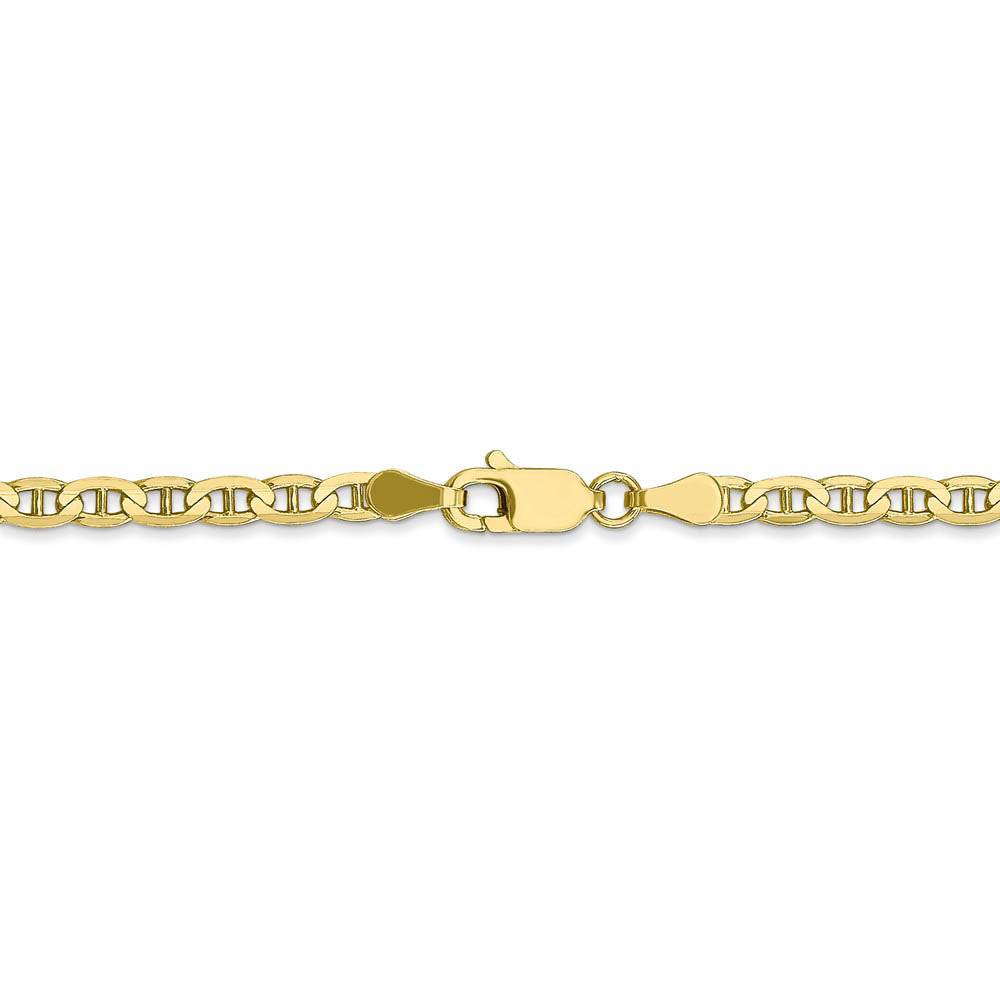 Alternate view of the 3mm 10k Yellow Gold Solid Concave Anchor Chain Bracelet by The Black Bow Jewelry Co.