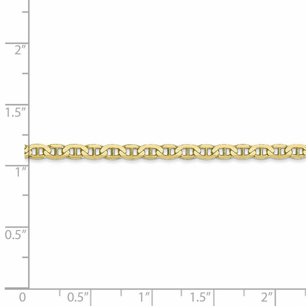Alternate view of the 3mm 10k Yellow Gold Solid Concave Anchor Chain Bracelet by The Black Bow Jewelry Co.