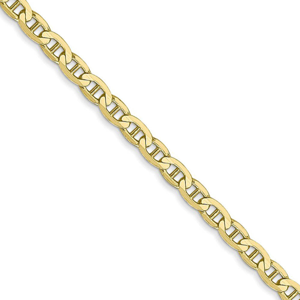 3mm 10k Yellow Gold Concave Anchor Chain Necklace