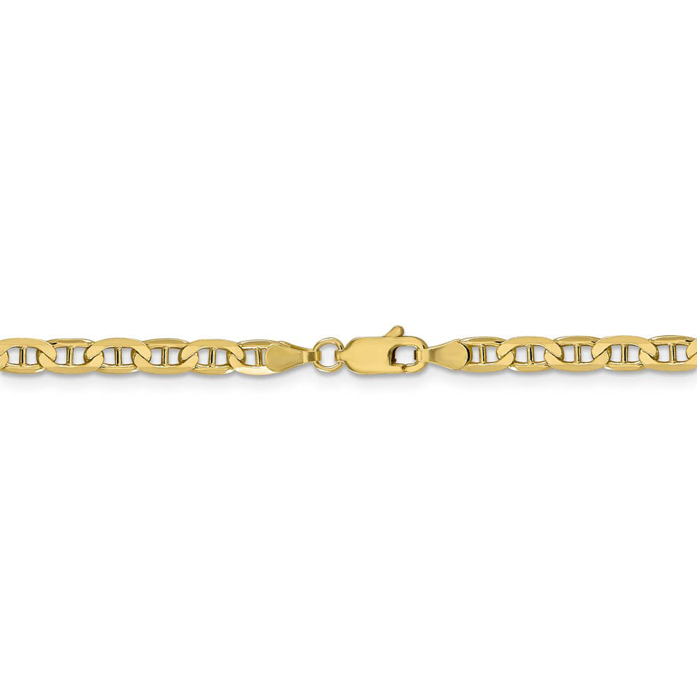 Alternate view of the 3.75mm 10k Yellow Gold Solid Concave Anchor Chain Bracelet by The Black Bow Jewelry Co.