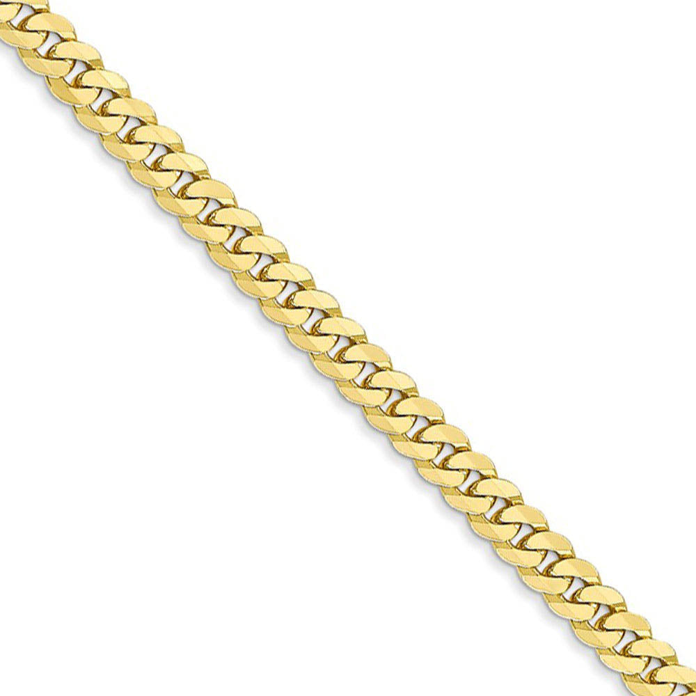 3.9mm 10k Yellow Gold Flat Beveled Curb Chain Necklace