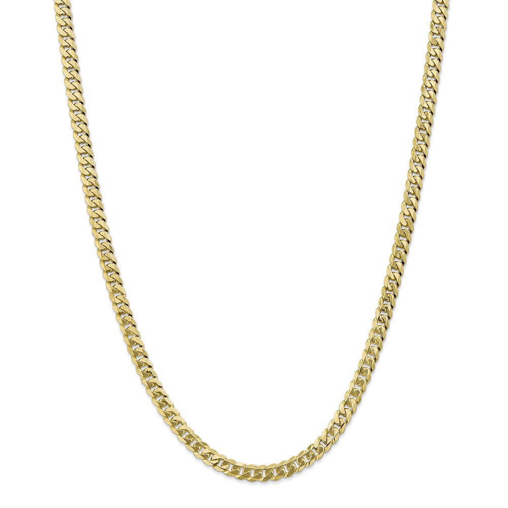 Alternate view of the Men's 5.75mm 10k Yellow Gold Flat Beveled Curb Chain Necklace by The Black Bow Jewelry Co.