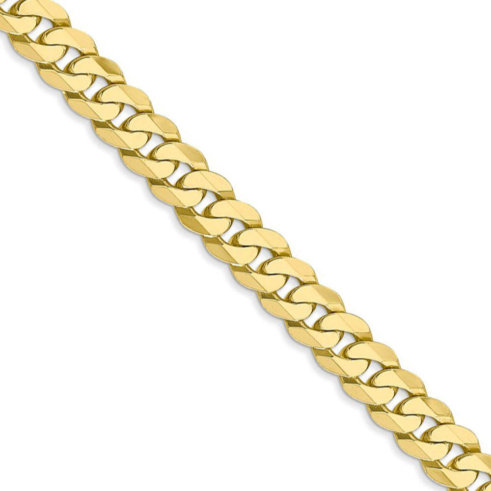 Men's 6.1mm 10k Yellow Gold Flat Beveled Curb Chain Necklace, Item C9902 by The Black Bow Jewelry Co.