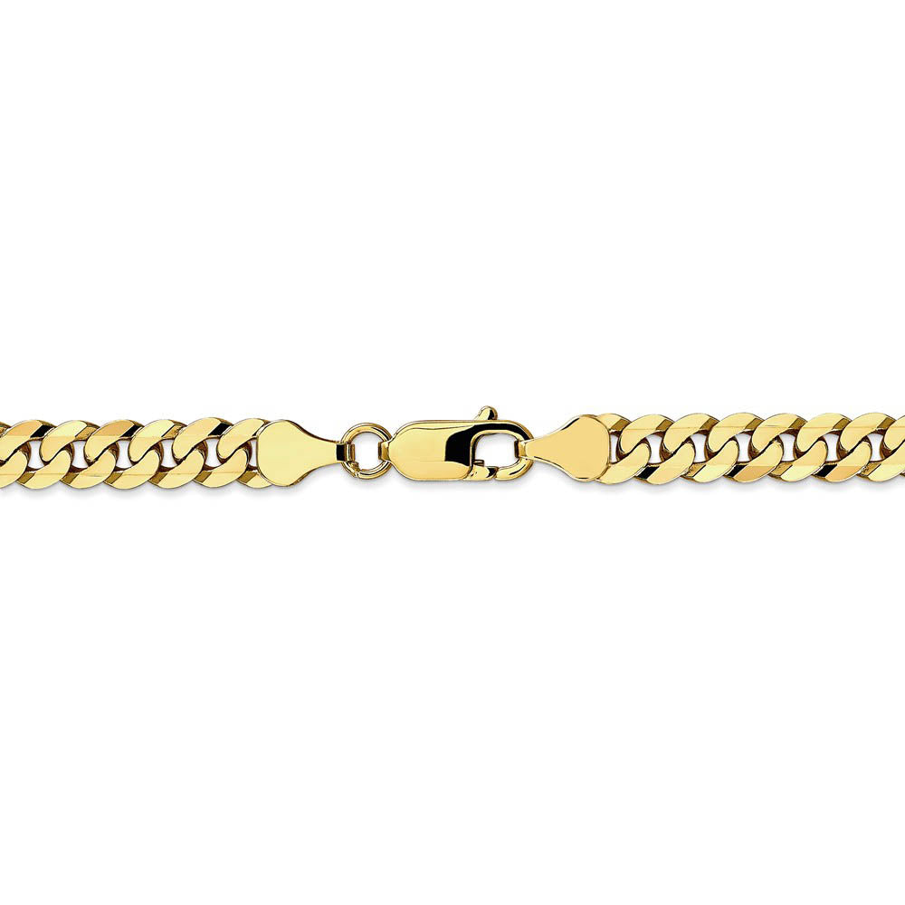 Alternate view of the Men's 6.1mm 10k Yellow Gold Flat Beveled Curb Chain Necklace by The Black Bow Jewelry Co.
