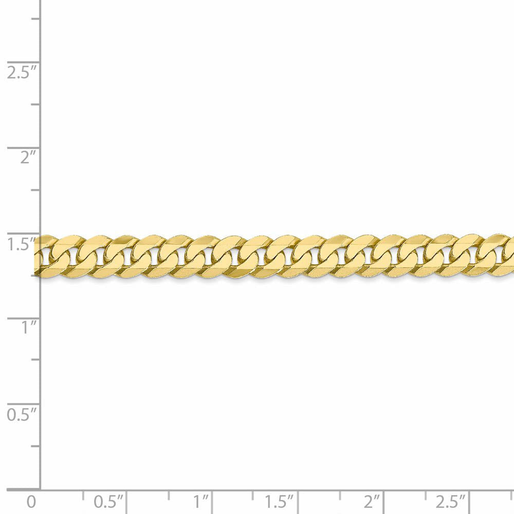 Alternate view of the Men's 6.1mm 10k Yellow Gold Flat Beveled Curb Chain Necklace by The Black Bow Jewelry Co.