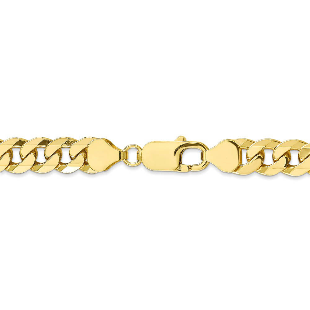 Alternate view of the Men's 8mm 10k Yellow Gold Flat Beveled Curb Chain Necklace by The Black Bow Jewelry Co.