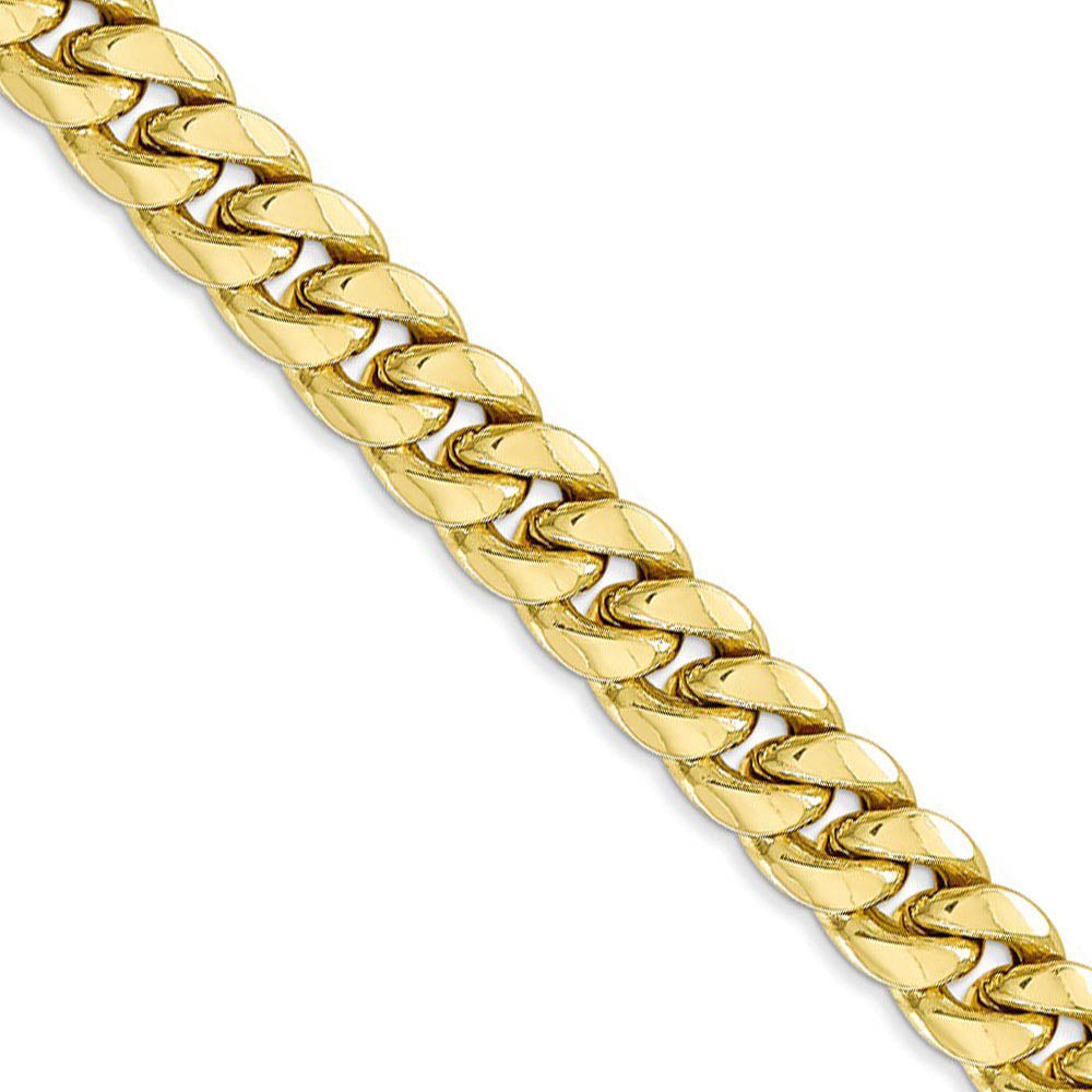 Men's 7.3mm 10k Yellow Gold Hollow Miami Cuban (Curb) Chain Necklace, Item C9905 by The Black Bow Jewelry Co.