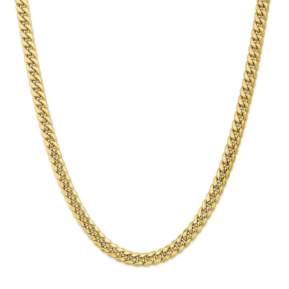 Alternate view of the Men's 7.3mm 10k Yellow Gold Hollow Miami Cuban (Curb) Chain Necklace by The Black Bow Jewelry Co.