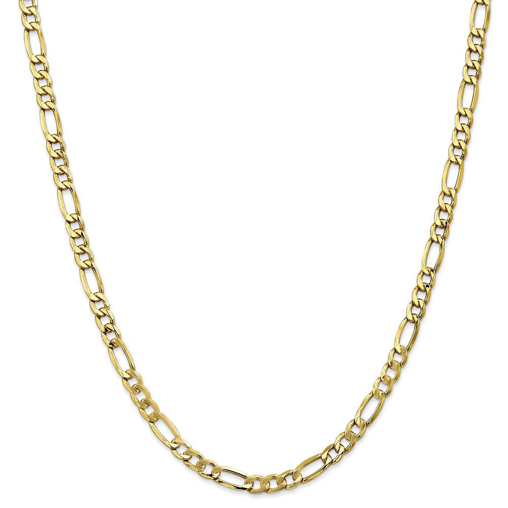Alternate view of the Men's 5.35mm 10k Yellow Gold Hollow Figaro Chain Necklace by The Black Bow Jewelry Co.