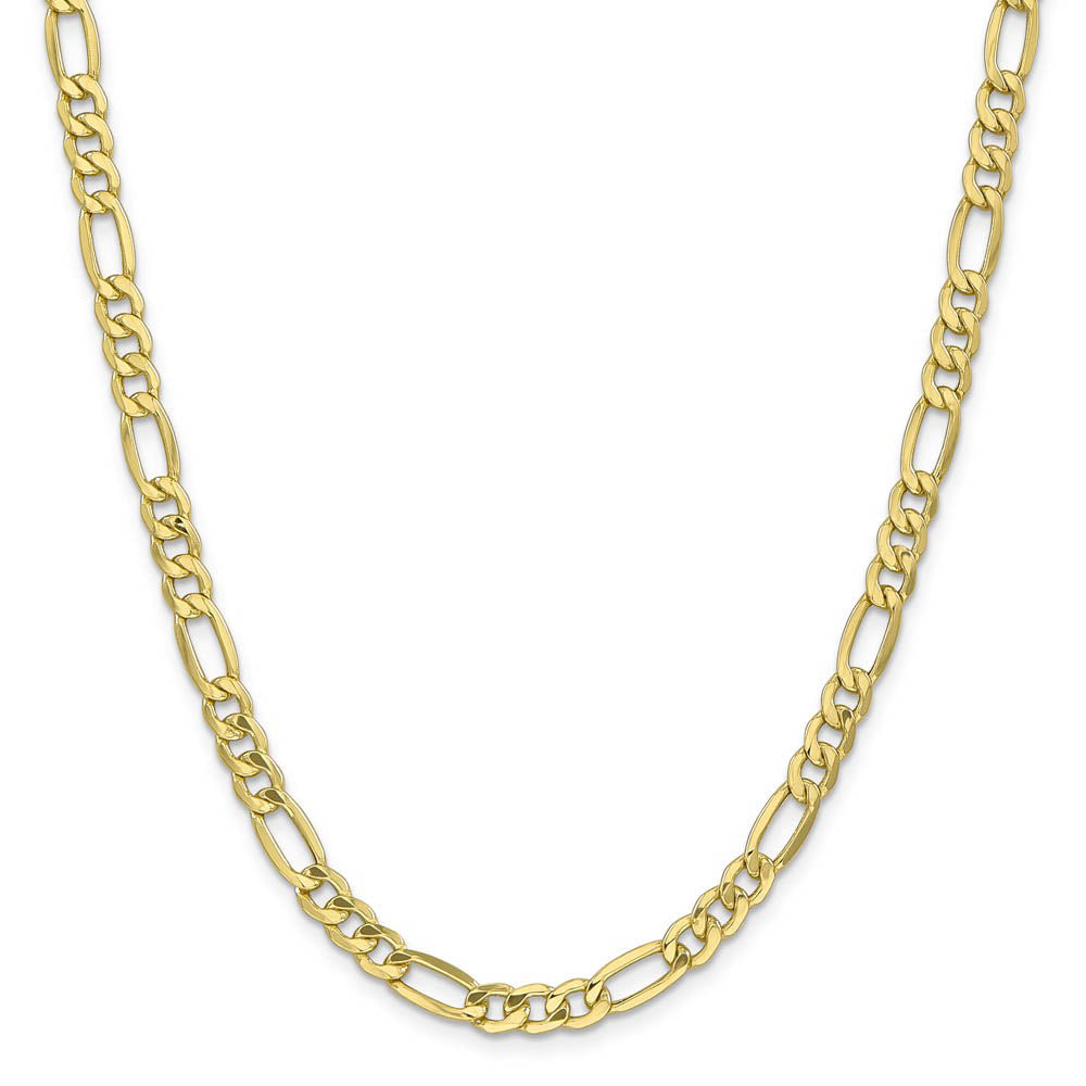Alternate view of the Men's 6.6mm 10k Yellow Gold Hollow Figaro Chain Necklace by The Black Bow Jewelry Co.