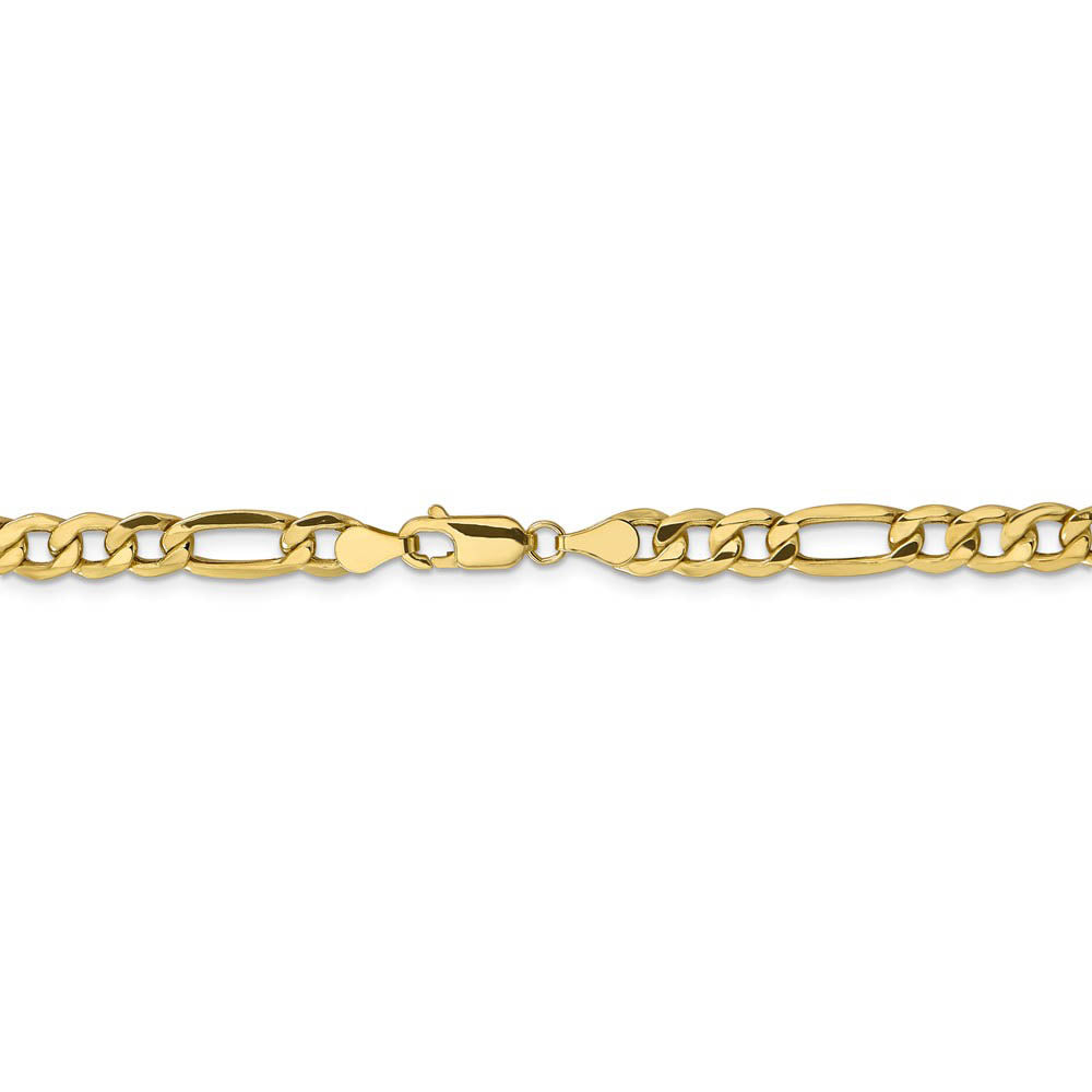 Alternate view of the Men's 6.6mm 10k Yellow Gold Hollow Figaro Chain Necklace by The Black Bow Jewelry Co.