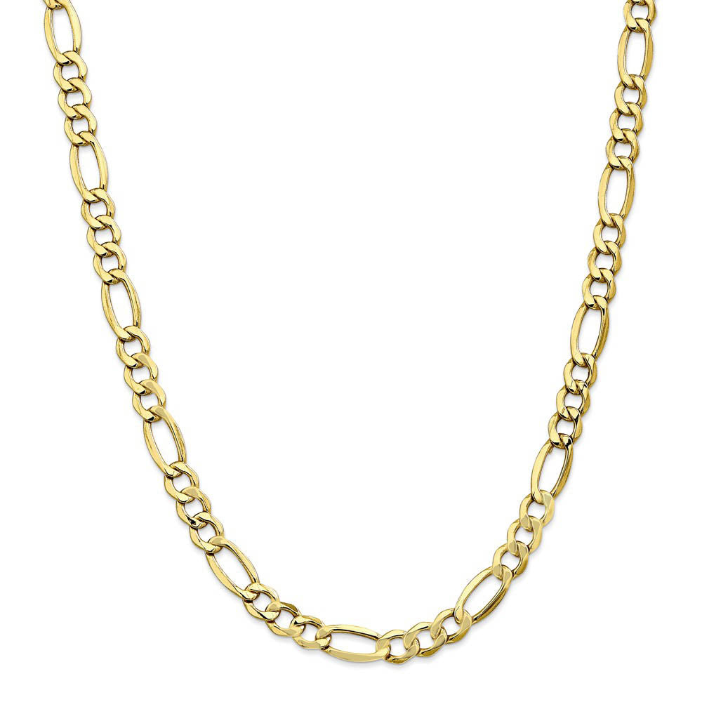 Alternate view of the Men's 7.3mm 10k Yellow Gold Hollow Figaro Chain Necklace by The Black Bow Jewelry Co.