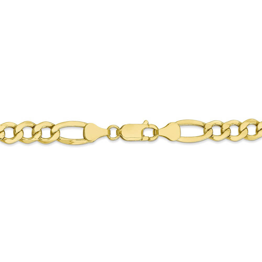 Alternate view of the Men's 7.3mm 10k Yellow Gold Hollow Figaro Chain Necklace by The Black Bow Jewelry Co.