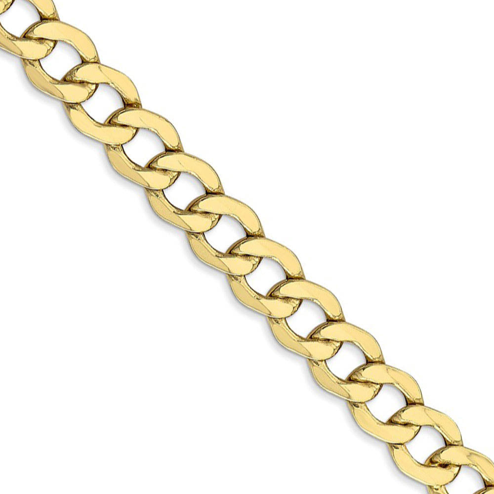 Men's 7mm 10k Yellow Gold Hollow Curb Link Chain Necklace, Item C9918 by The Black Bow Jewelry Co.