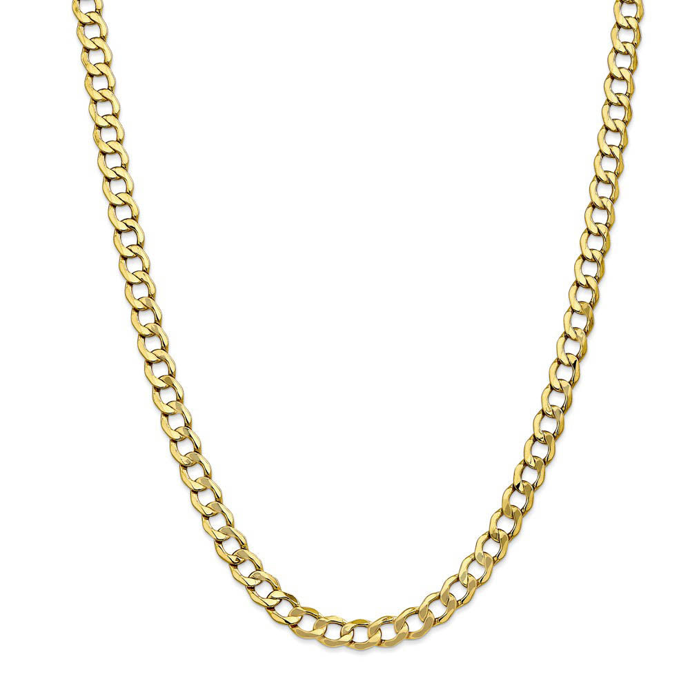 Alternate view of the Men's 7mm 10k Yellow Gold Hollow Curb Link Chain Necklace by The Black Bow Jewelry Co.