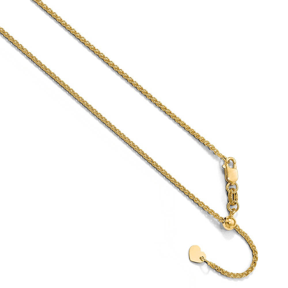 1.35mm 10k Yellow Gold Adjustable Hollow Wheat Chain Necklace, Item C9921 by The Black Bow Jewelry Co.