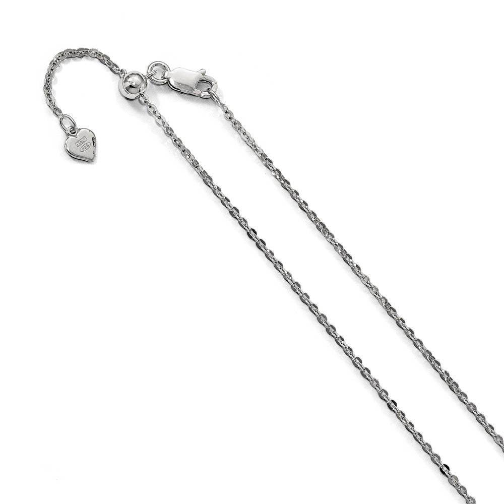 1.75mm Rhodium Plated Sterling Silver Adjustable Cable Chain Necklace, Item C9927 by The Black Bow Jewelry Co.