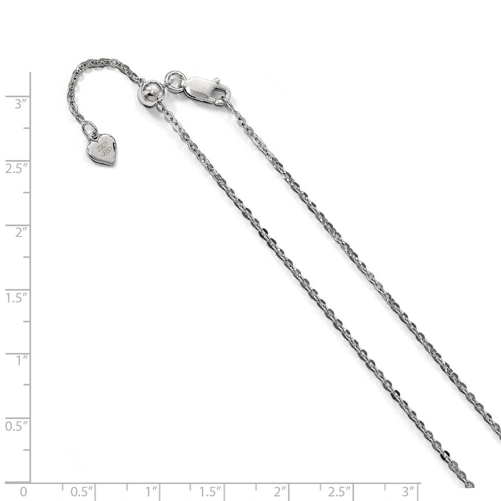 Alternate view of the 1.75mm Rhodium Plated Sterling Silver Adjustable Cable Chain Necklace by The Black Bow Jewelry Co.