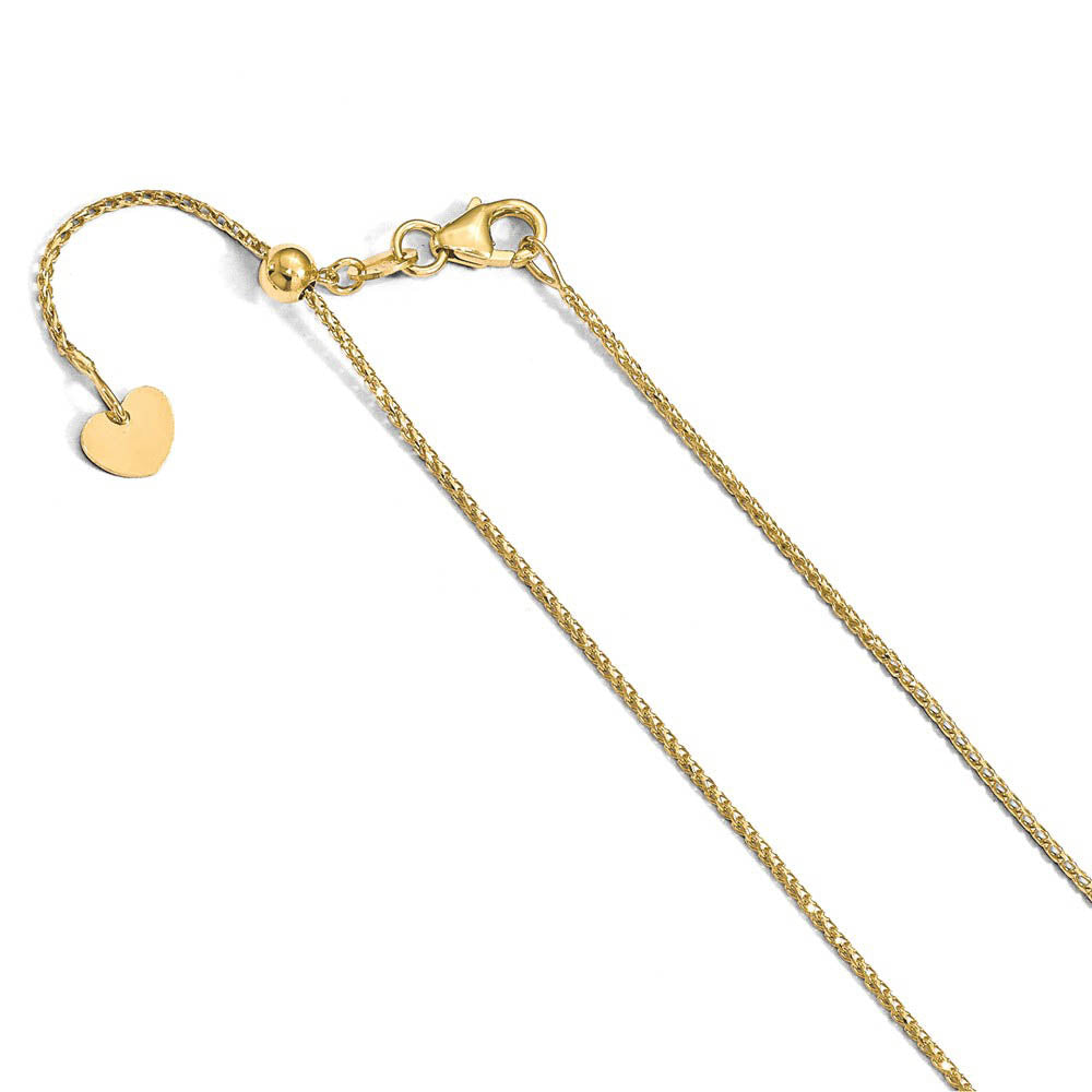 1mm 14k Yellow Gold Adjustable D/C Open Franco Chain Necklace, 22 Inch, Item C9931 by The Black Bow Jewelry Co.