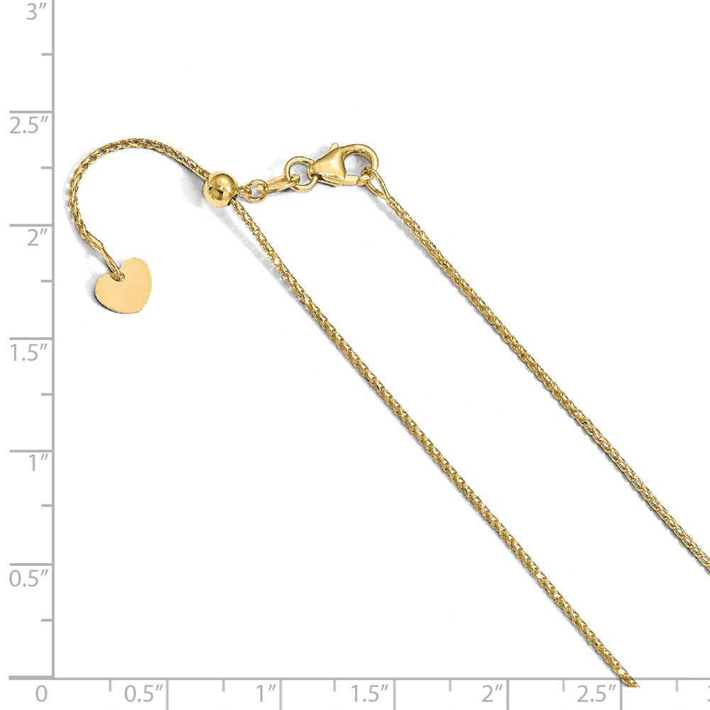 Alternate view of the 1mm 14k Yellow Gold Adjustable D/C Open Franco Chain Necklace, 22 Inch by The Black Bow Jewelry Co.