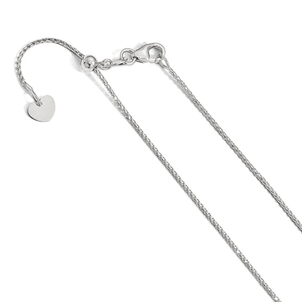 1mm 14k White Gold Adjustable D/C Open Franco Chain Necklace, 22 Inch, Item C9932 by The Black Bow Jewelry Co.