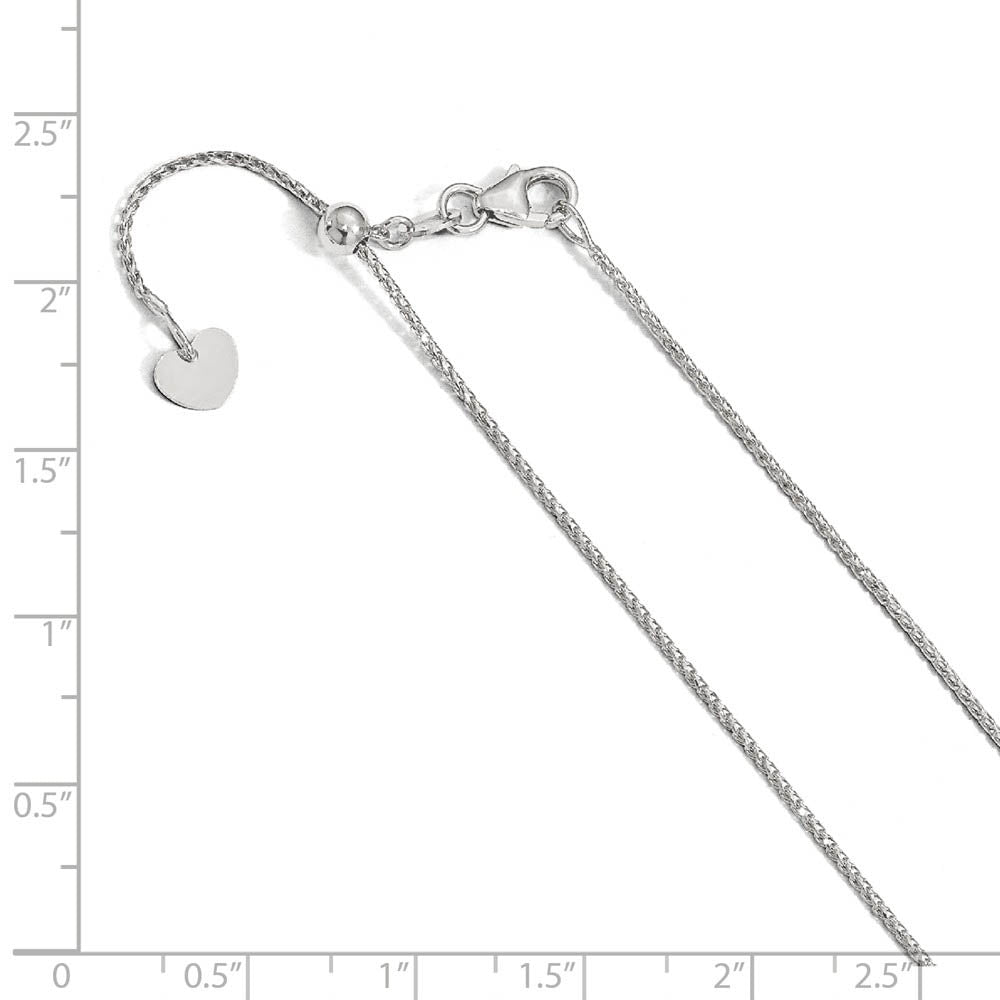 Alternate view of the 1mm 14k White Gold Adjustable D/C Open Franco Chain Necklace, 22 Inch by The Black Bow Jewelry Co.